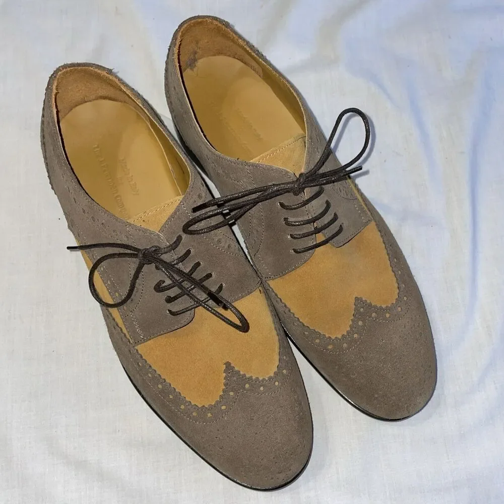 The J. Peterman Company Men’s Wingtip Oxfords Sz 9 M Brown Tan Leather Going Out